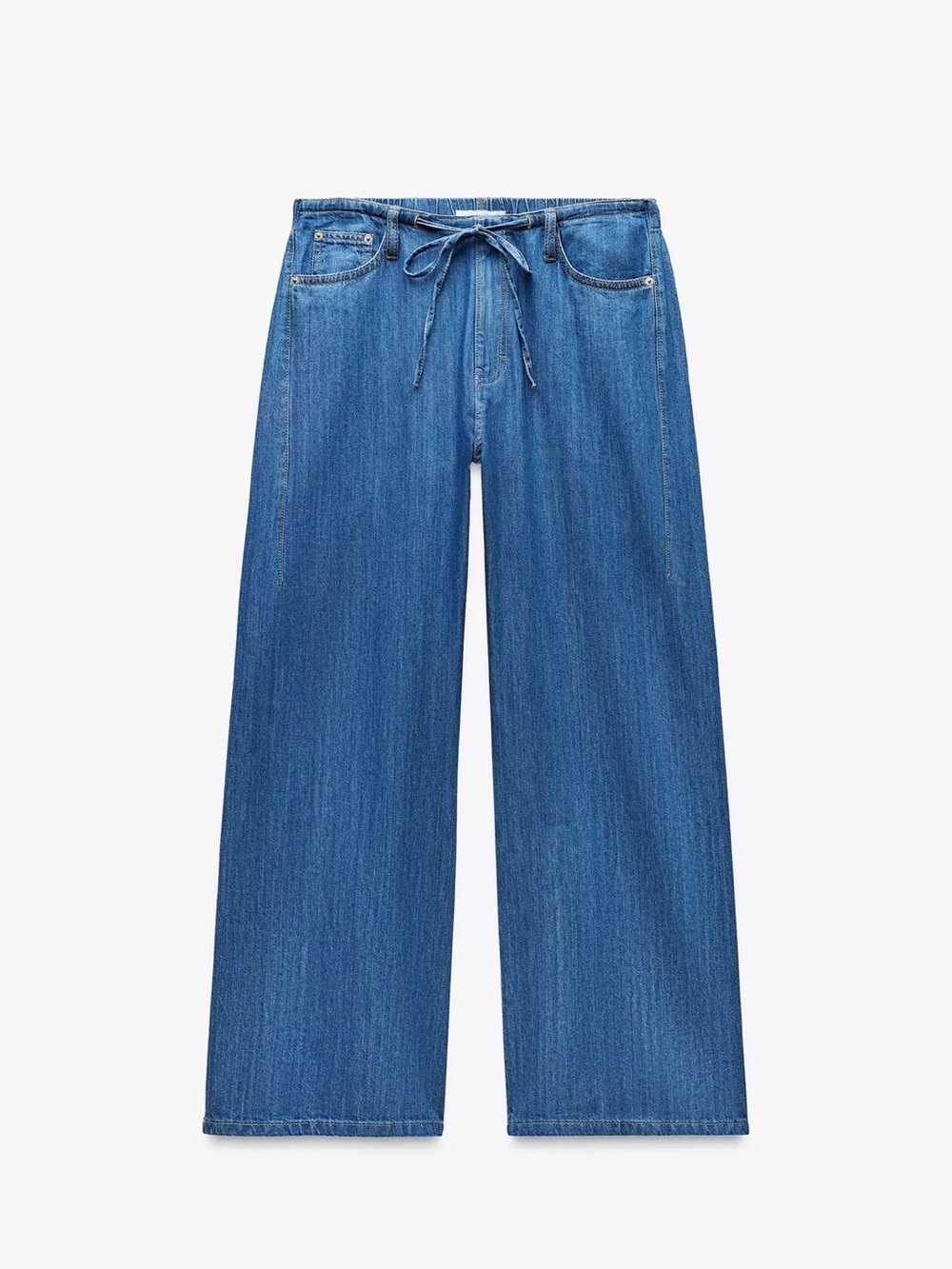 Zara Denim Pajama Style Drawstring Pants